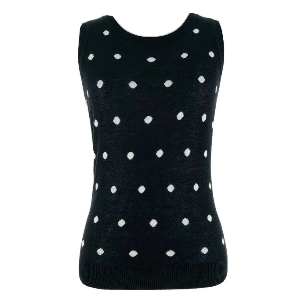 Halogen Black Polka Dot Crew Neck Sweater Vest